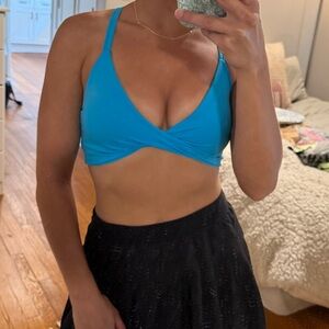 Blue Halter Bikini Top